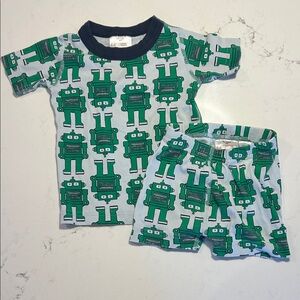 Hanna Andersson Blue and Green Robot Pajama Set